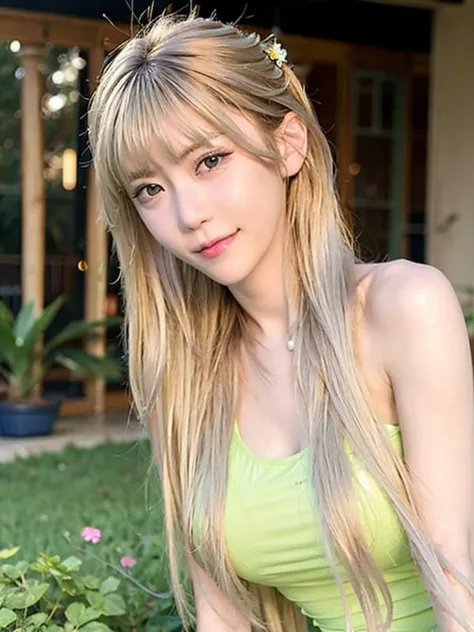 (8k, RAW photo, photorealistic:1.25), ZhouShuyi, 1girl, Long blonde hair, (looking at viewer with a serene and goddess-like happiness:1.2), ( lipgloss, eyelashes, gloss-face, best quality, ultra highres, depth of field, chromatic aberration, caustics, Broad lighting, natural shading, 85mm, f/1.4, ISO 200, 1/160s:0.75),<lora:mikuya_v15:0.9>,first-person view