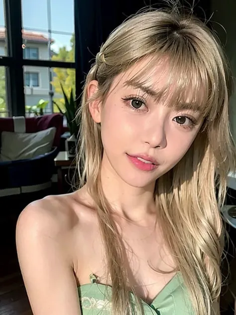 (8k, RAW photo, photorealistic:1.25), ZhouShuyi, 1girl, Long blonde hair, (looking at viewer with a serene and goddess-like happiness:1.2), ( lipgloss, eyelashes, gloss-face, best quality, ultra highres, depth of field, chromatic aberration, caustics, Broad lighting, natural shading, 85mm, f/1.4, ISO 200, 1/160s:0.75),<lora:mikuya_v15:0.9>