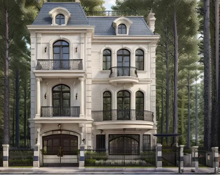 masterpiece, (photorealistic:1.2), best quality, ultra high res, exterior,architechture,modern house,white wall, glass windows,,trees,traffic road,design,trees around, blue sky,in the style of realistic hyper-detailed rendering, 32k uhd, luxury neoclassical villa, in the style of neoclassical scenes, hallyu, white, (dark navy roof:1.2), daylight, decorative art nouveau, les nabis,
<lora:neoclassical villa - PHK:0.6>, masterpiece,ultra realistic,32k,extremely detailed CG unity 8k wallpaper, best quality