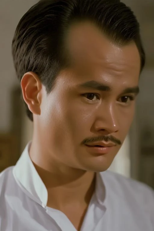 best quality, masterpiece, photoshop \(medium\), 1 men,looking at viewer,short hair, black hair, Serious expression, lour, <lora:lin_20230614150415:0.8>