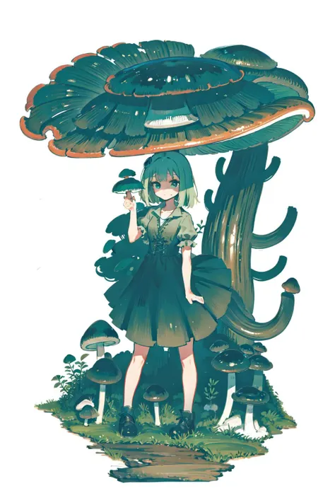 (extremely detailed CG unity 16k wallpaper,best quality,extreme quality,masterpiece,ultra-detailed,:1.3),
ultra high res,
<lora:Mushroom:0.9> (1girl,green mushroom,monster girl:1.5)