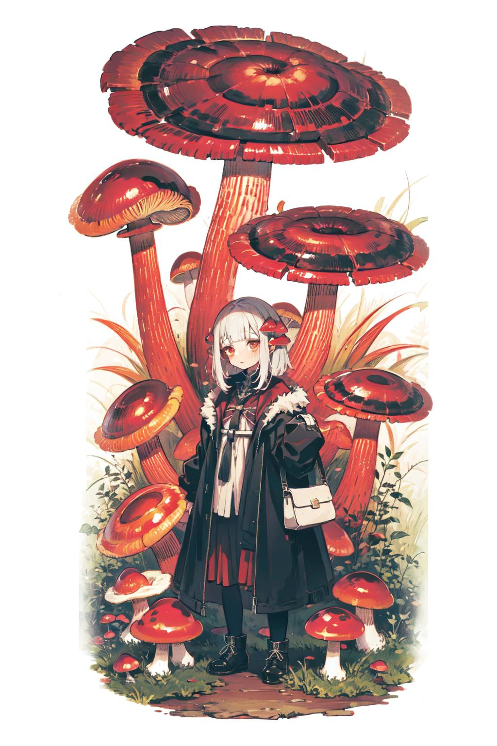 (extremely detailed CG unity 16k wallpaper,:1.3),
(nonrepresentational art,vivid color, wide angle, visual kei,very rough strip:1.3),
style of decadent illustrations,meiji art,
pixelated chaos,lith printing,
ultra high res,
<lora:Mushroom:0.75> (1girl,red mushroom,monster girl:1.5)