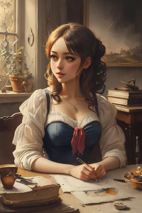 masterpiece,best quality,<lora:tbh138-:0.7>,illustration,style of Adrianus Eversen,watercolor,idolmaster cinderella girls,