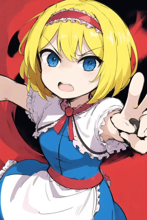 <lora:ICG_V10:0.8>,ICG,blue eyes,blonde hair,blue dress,
angry,open mouth,
