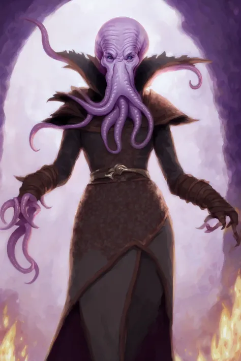 professional digital illustrationa of a female (illithid:1.2) warlock, art by greg rutkowski and artgerm, diffused light, high resolution and 4k