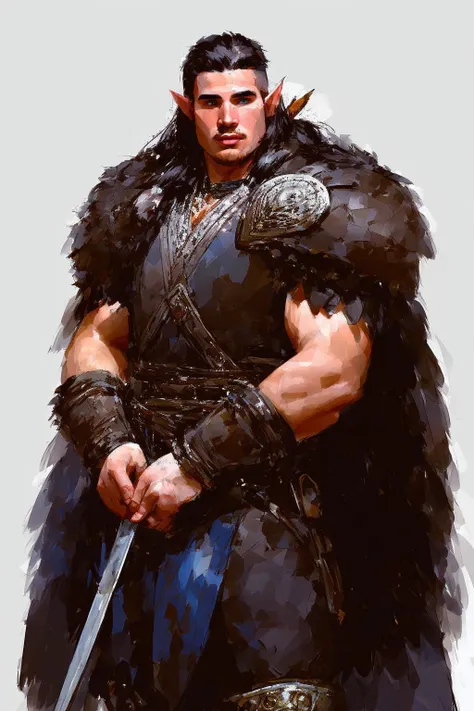 professional digital illustrationa male elf barbarian, art by John Berkey and greg rutkowski, hardlight, masterpiece and masterpiece