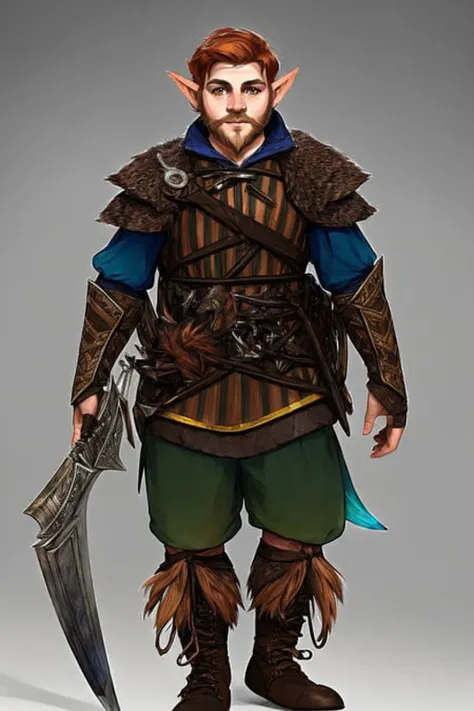 professional digital illustrationa of a male (gnome:1.2) ranger, art by greg rutkowski and alphonse mucha, polarized light, RTX and high contrast and masterpiece