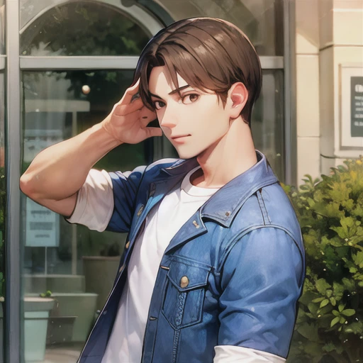 <lora:kensouKOF_1:1> 1boy, blue jacket, white t-shirt <hypernet:samdoesartsHypernetwork_v422500Steps:0.058>