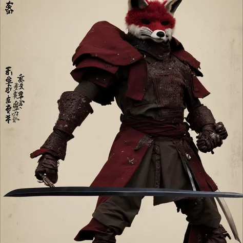 textless, Edo Period ChristianBale Fox Mask Ronin, masterless samurai, shogunate rogue swordsman