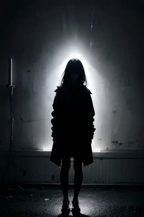 emotional, mood, deep, nighttime, silhoutte lighting 404 written on wall