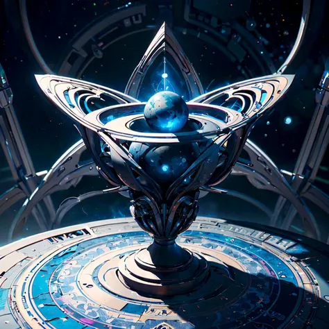 sundial, mandala, pedestal, <lora:AntimatterTech-20:1> antitech, scifi, pure energy