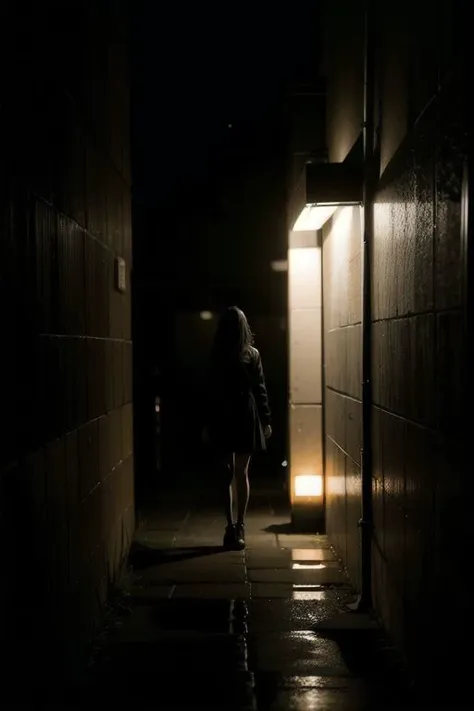 emotional, mood, deep, nighttime, silhoutte lighting, 404 written on wall