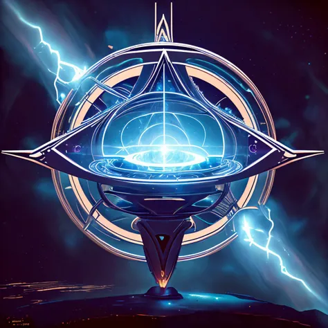 sundial, mandala, <lora:AntimatterTech-20:1> antitech, scifi, pure energy, pedestal