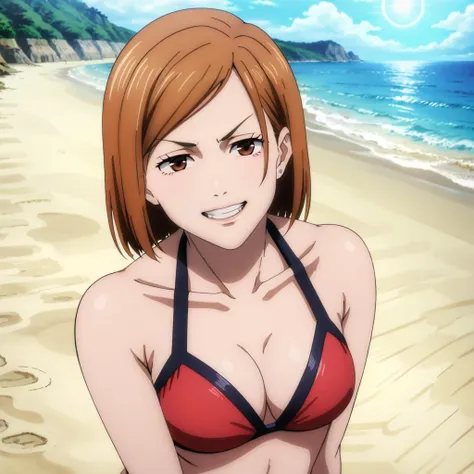 masterpiece,high quality,solo,
<lora:NobaraKugisaki001:0.7>,
NobaraKugisaki,1girl,
bikini,ocean,beach,sunshine,
v-shaped eyebrows,looking at viewer,smile,parted lips,glaring,clenched teeth,