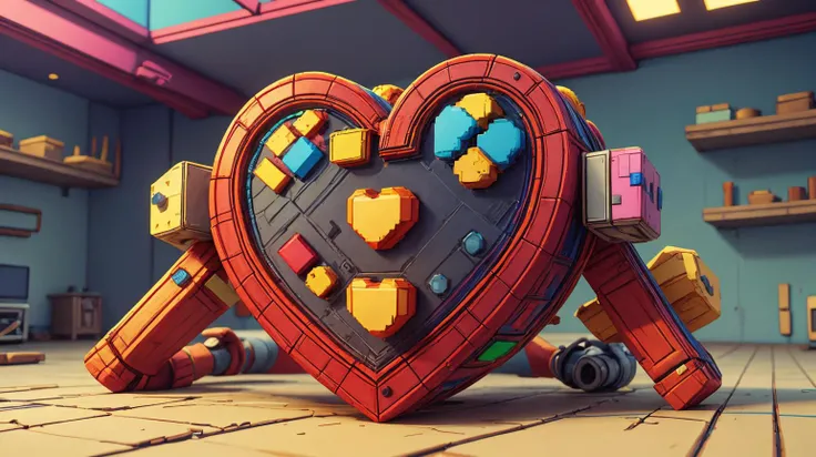 side scrolling video game <lora:NESVoxelStyle:0.75> NESVoxelStyle heart <lora:add_detail:0.5> , Voxel, 3D, Pixel, plastic, shiny, (Masterpiece:1.3) (best quality:1.2) (high quality:1.1)