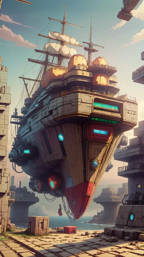 <lora:NESVoxelStyle:1> NESVoxelStyle Style-GravityMagic,  solo, half shot, looking away, detailed background, detailed face, (<lora:BrutalistTech:0.6>,  cement, brutaltech theme:1.1), admiral,  Gold  captain uniform, formal cloak, tricorn hat, decorations,  in dock, sails,     fleet in background, dusk,  strategy, tense atmosphere, <lora:add_detail:0.5>, (Masterpiece:1.3) (best quality:1.2) (high quality:1.1)