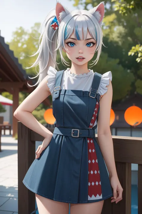 (masterpiece, best quality), intricate details, 8k, artstation, wallpaper, official art, splash art, sharp focus,
1girl,
(photorealistic:1.2) (bokeh) (best quality) (detailed skin:1.3) (intricate details) (8k) (detailed eyes) (sharp focus)
<lora:gawrGuraHololiveAll_v4AllOutfits:0.8> gawr gura, sharp teeth, shark tail, gawr gura, sharp teeth, shark tail, gura_neko, blue dress, cat ears, side ponytail,