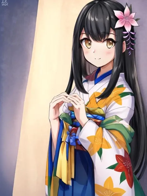 1girl, west shot,standing,
black hair, straight hair, hair ornament,pantyhose,japanese clothes, long skirt,floral print, <lora:Ashikaga_school_v1:0.8>, <lora:flatBG:-0.5> ,<lora:flat2:-0.5>,(dark light:1.2),(hyper extreme detailed),(masterpeace:0.5),(hyper extreme),(photorealistic),game cg,llustration,novel illustration,beautiful lighting,light from the front,good_hands,beautiful art ,BREAK, <lyco:GoodHands-beta2:1.2>,(good hand,nice hands, perfect hands:1.3),(five finger:1.4),straight fingers,perfect fingers,beauty fingers,beauty hand,