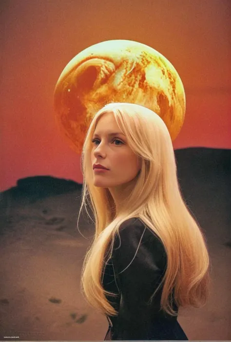 Color photograph((3/4 view angle Maria Orsic, long straight  blonde hair, Vril Society occult medium telepathic messages from extraterrestrial beings Aldebaran))BREAK((vibrant colorful sunset))BREAK(ideal phi ratio proportioned composition)(enthusiastic perspective)(tack sharp lens) ((style of [Vanity Fair| Atlantic magazine| pinup] photo)
<lora:LCM-LoRA-XL_V1:0.21>
<lora:SDXLHighDetail_v5:0.3>
<lora:MJ52:.3> 
<lora:FILM_PHOTOGRAPHY_STYLE:.3> 
<lora:long_hair:1.5>