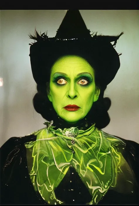 Color photo (wicked witch of the west land of Oz)(overhead natural lighting, front bounce reflector)(irregular polished glass lens)(in the style of Technicolor)(deep blacks)(evocative depth of field)(absolute sharpness)
<lora:LCM-LoRA-XL_V1:0.21>
<lora:SDXLHighDetail_v5:0.3>
<lora:MJ52:.6>
<lora:JuggerCineXL2:.6>
<lora:long_hair:1.2>