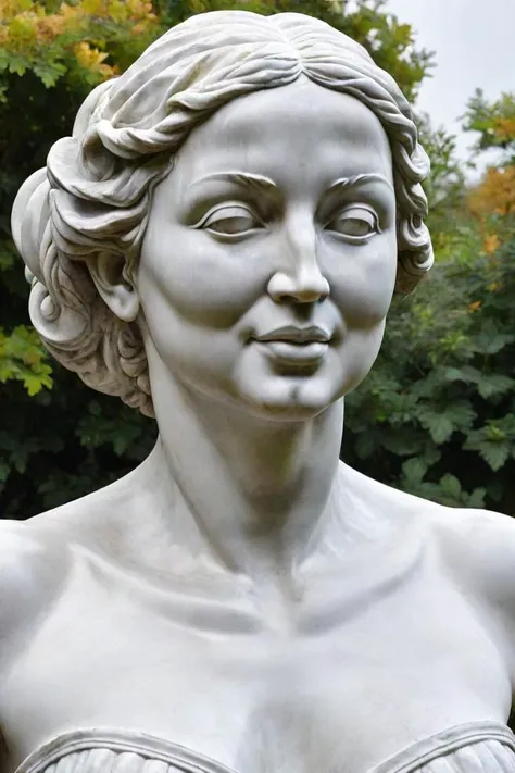grey sculpture,(marble) of skswoman an4d4rm,<lora:Ana de Armas:0.8>,(realistic),(detailed facial features),(elegant pose),(smooth texture),(musical icon),(fierce expression). The sculpture stands in the garden of a museum,<lora:sculpture_style:1>, <lora:pytorch_lora_weights_sdxl:1>