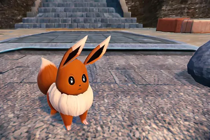 <lora:pokemonsv-run1:1> solo, pokemon, pokemon \(creature\), pokemon \(species\), no humans, generation 4 pokemon, nintendo, hi res, (3d \(artwork\):1.1), (detailed, texture, realistic:0.25), (eevee), mammal, brown body, quadruped, feral, (best quality, masterpiece:1), detailed