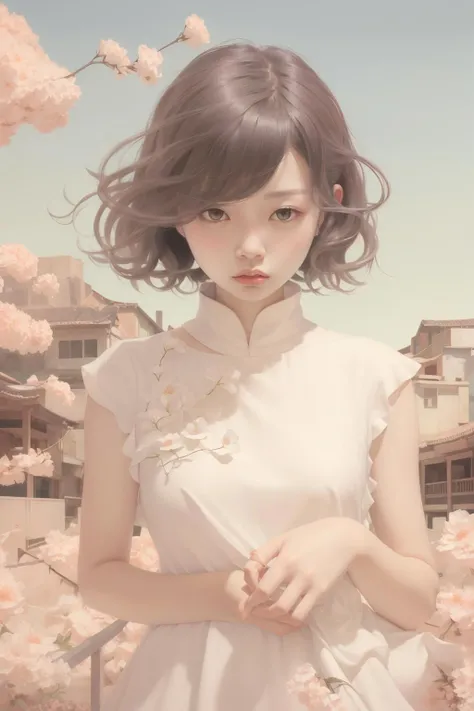 masterpiece,best quality,<lora:FHHY-06:0.9>,fenhong,1 girl,pink,city,