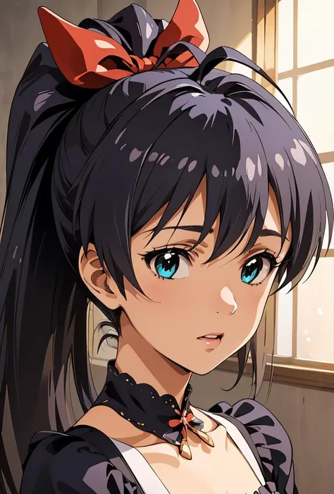 (masterpiece, best quality), 1girl, <lora:ganaha_hibiki_v1:0.8> aahibiki, ponytail, long hair, hair ribbon, antenna hair