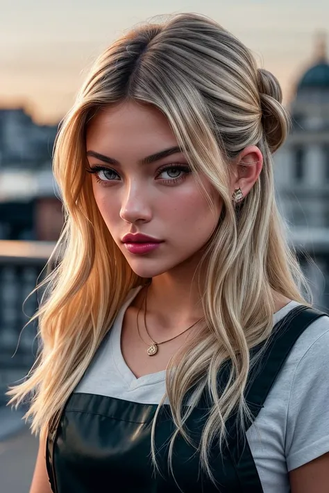 photo of beautiful (l1lyr0wl4nd-120:0.99), a woman in (London:1.1), perfect hair, hair upsweep updo, wearing Midnight Green (apron),  (face focus), (painted glossy lips), (Camden market in background), necklace, modelshoot style, (extremely detailed CG unity 8k wallpaper), professional majestic (photography by  alfred stieglitz:1.1), 24mm, exposure blend, hdr, extremely intricate, High (Detail:1.1), dramatic, soft cinematic light, (looking at viewer), (detailed pupils), 4k textures, elegant, ((((cinematic look)))), soothing tones, insane details, hyperdetailed