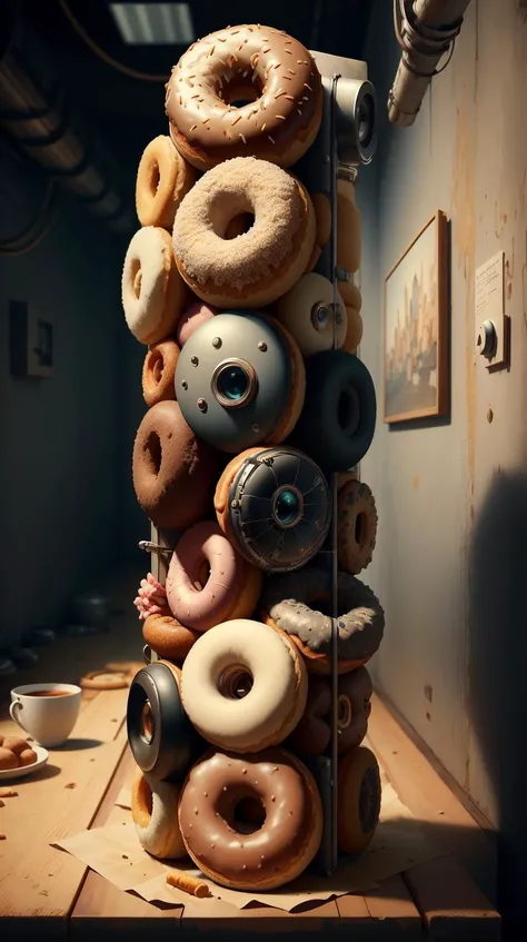 <lora:SpyWorld50s:1>SpyWorld50s, doughnut, spy-theme, 50s, (Masterpiece:1.3) (best quality:1.2) (high quality:1.1)