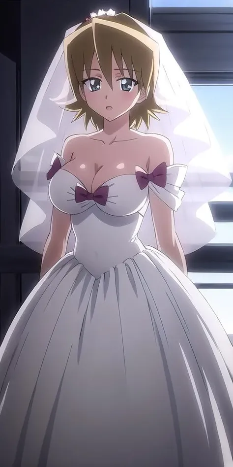 <lora:tsukinomori_sayokoV2:0.6> tsukinomori_sayoko, huge_breasts, standing, solo, Sayoko_wedding_dress, masterpiece, best quality, detailed face, detailed eyes, highres,