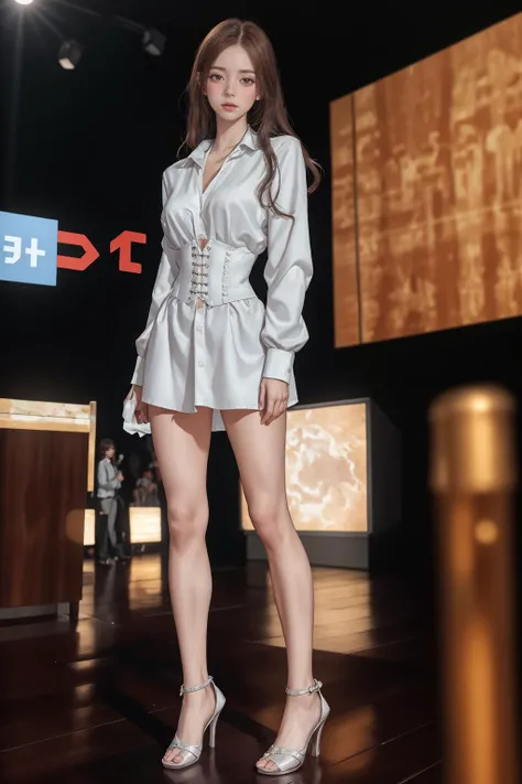 8k,highres,absurdres,masterpiece,best quality,original,extremely detailed CG,extremely detailed wallpaper,perfect lighting,<lyco:GoodHands-beta2:1>,
1girl,solo,blurry_background,looking_at_viewer,standing on the stage,
<lora:MIS_20240413153833:0.6>,MIS,abdominal girdle,long sleeves,