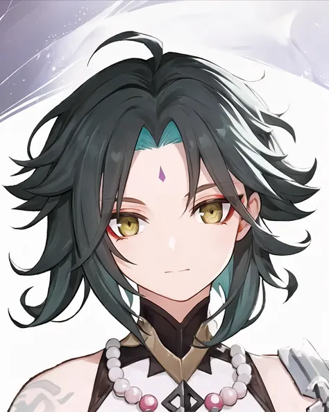 ((masterpiece)), ((best quality)), ultra detailed,((illustration)), dynamic angle, detailed light, (delicate eyes),
<lora:Genshin_Xiao_AP_v2:0.65>, 1boy, male focus, head, clothing, necklace, tattoo, (forehead:0.8), ahoge, jewelry,
nature, simple background,