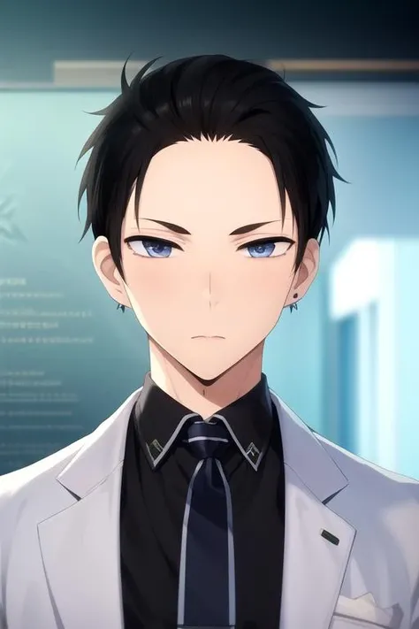 masterpiece, best quality, wallpaper, 1boy, solo, male focus, looking at viewer, , depth of field, <lora:daisuke_kanbe:0.74>, daisuke_kanbe, black hair, grey eyes, , science fiction western,