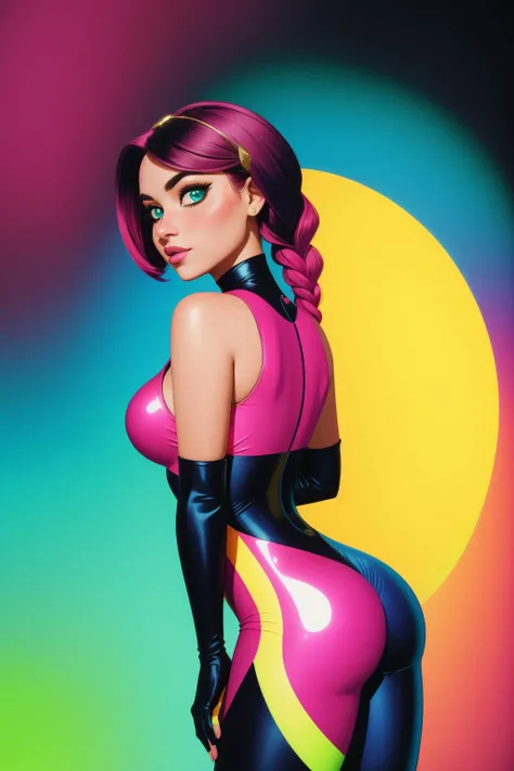 The Incredibles Elastigirl, bimbo, perfect body, latex outfit, perfect body and face, showing ass, bedroom, perfect round breasts, fake round breasts, huge platform boots, latex, slutty