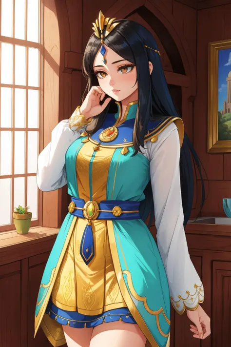 1girl, mundane Fractal, Golden ratio, knee level shot of a Creepy Regal broad-shouldered Egyptian ([Xu|Evan]:1.3) , Xu is Standing in a tavern, he is in a Fairy-Tale setting, he is feeling very shy, looking away, best quality, he is dressed in his Urban Kurti, The Kurti is Smart, he has Elusive hair, he has a Surreal Moroccan Alabaster Heart-Shaped Eyes, Large Head, Serbian flower field with Honeycomb, at Dawn, in focus, Cosy, Romanesque, Bloom light, Circular polarizer, Kodak Ektar, (deep green and leopard print:0.7) , hearthstone artwork, realistic and detailed, perfect skin, in the style of the birth of venus, arthouse, 4K, (landscape art by Gwenda Morgan:0.7)