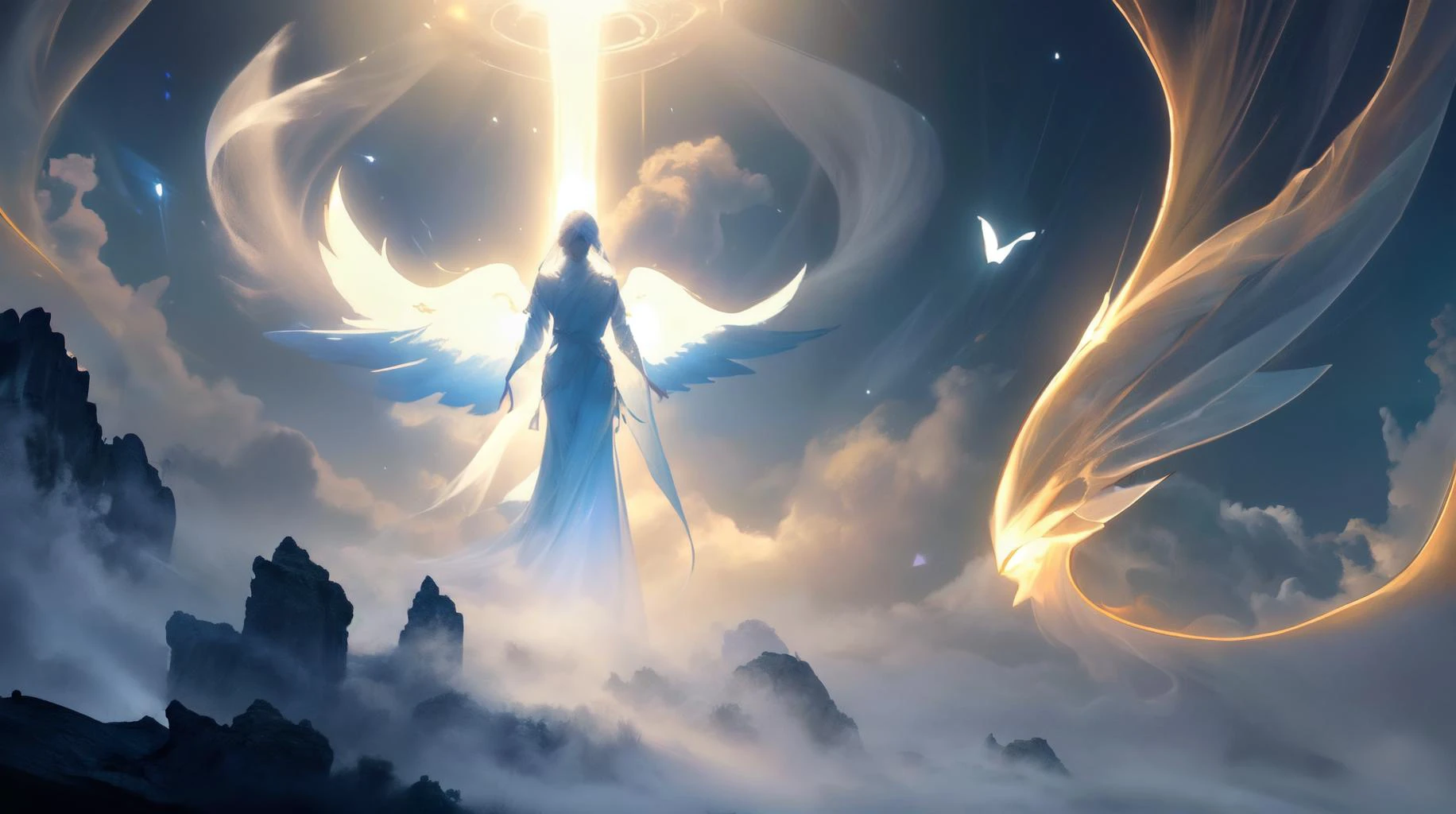 (masterpiece, best quality, fullscreen), [(full body:0.9)::0.2] portrait (photo of a ghostly [magical being:ghost:0.2]:1.3), aether energy leak, , <lora:EYES Fire:0.1> white fire, (ethereal Glanceable ghostly Skin texture:1.2), (humanoid body with humanoid head:1.2), , <lora:EFFECT AngelicAI:0.2> AngelicAI, <lora:EFFECT ç»ªå¿-å·¨åå¤§å¤©ä½¿V2 angel:0.1> Angel, <lora:MONSTER monstergirl_cpt_v04:0.2> (alraune:1.2), (solid light white ink clouds Turbulence around:1.1), (A golden gate leading to a realm of pure light and serenity background:1.2), (Smoggy lighting:1.2), <lora:EFFECT WorldofMist:0.3> worldofmist, <lora:EFFECT Tyndall effect_Light v1.1:0.1>, (pure white global tone:1.1), , , (look at the viewer:0.9), , <lora:SLIDER weight_slider_v2:-0.5>, <lora:LIGHT kkw-HDR-v1.0a:0.4> kkw-HDR, <lora:QUALITY PotatEnhancer_V1_6:0.2>, <lora:QUALITY image enhancer medium_v1:0.1>, , (Full body Shot, Shallow Focus Shot, Low Angle Shot:[1.2:0.5:0.1]), heavily detailed, magical, fairytale, haunting, (asymmetric composition:1.6), (sharp focus), <lora:EFFECT Magic card fakemtg_label:1> fakemtg, (no humans), (VIEW_Style-DA), emely detailed, 8K, trending on ArtStation,through the eyes of Arnold Schwarzenegger