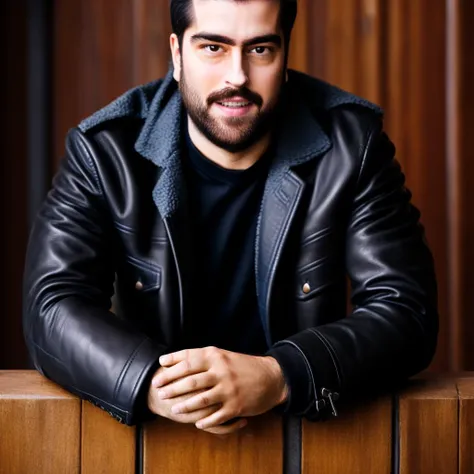 portrait of sks man with black leather jacket, middle body, 8k <lyco:locon_perfecteyes_v1_from_v1_64_32:0.75> <lora:fontanet:1>