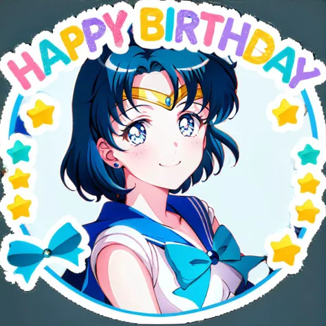 happy birthday,1girl, smile, happy,<lora:happy-birthday-000016:0.7> ,portrait,  <lora:mercury_v2:1>, mer1, tiara, sailor senshi uniform