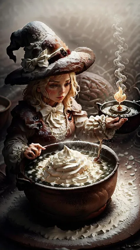 SemlaStyle a witch brewing potions in her cauldron <lora:SemlaStyle-000007:0.8>