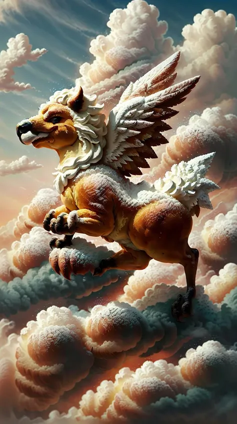SemlaStyle a griffin soaring through the clouds <lora:SemlaStyle-000007:0.8>