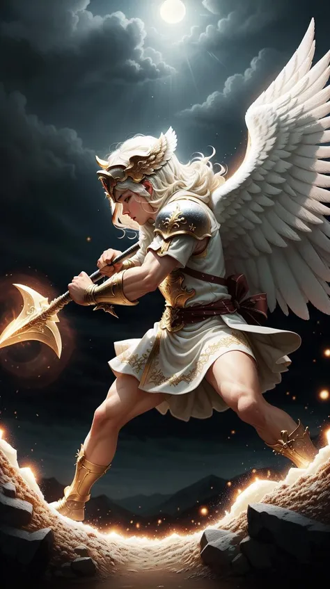 SemlaStyle a angelic warrior fighting against darkness <lora:SemlaStyle-000007:0.5>