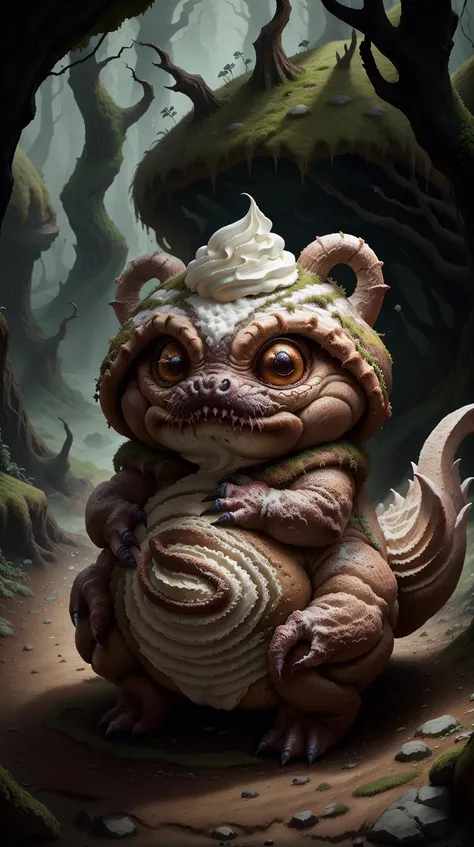 SemlaStyle a horrific creature tightly clutching an ancient relic in a moss-covered cave <lora:SemlaStyle:0.45> KhalaiAI <lora:KhalaiAI:0.4>