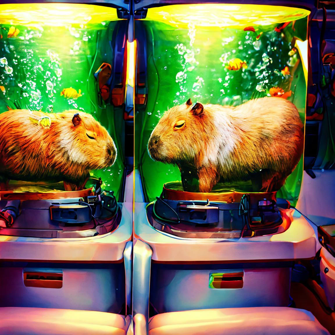 <lora:add_brightness:0.5><lora:add_detail:1><lora:cultivation_tank_lora01:0.8><lora:capi:1>
capybara,cyborg, closed eyes,closed mouth, restrained, science fiction, bound, tube, cable, mechanical, bubble, wire,air current, stream
2CULTIVATION TANK,multiple CULTIVATION TANK, UNDERWATER ,side-by-side, pov, straight-on, from front, close-up,
