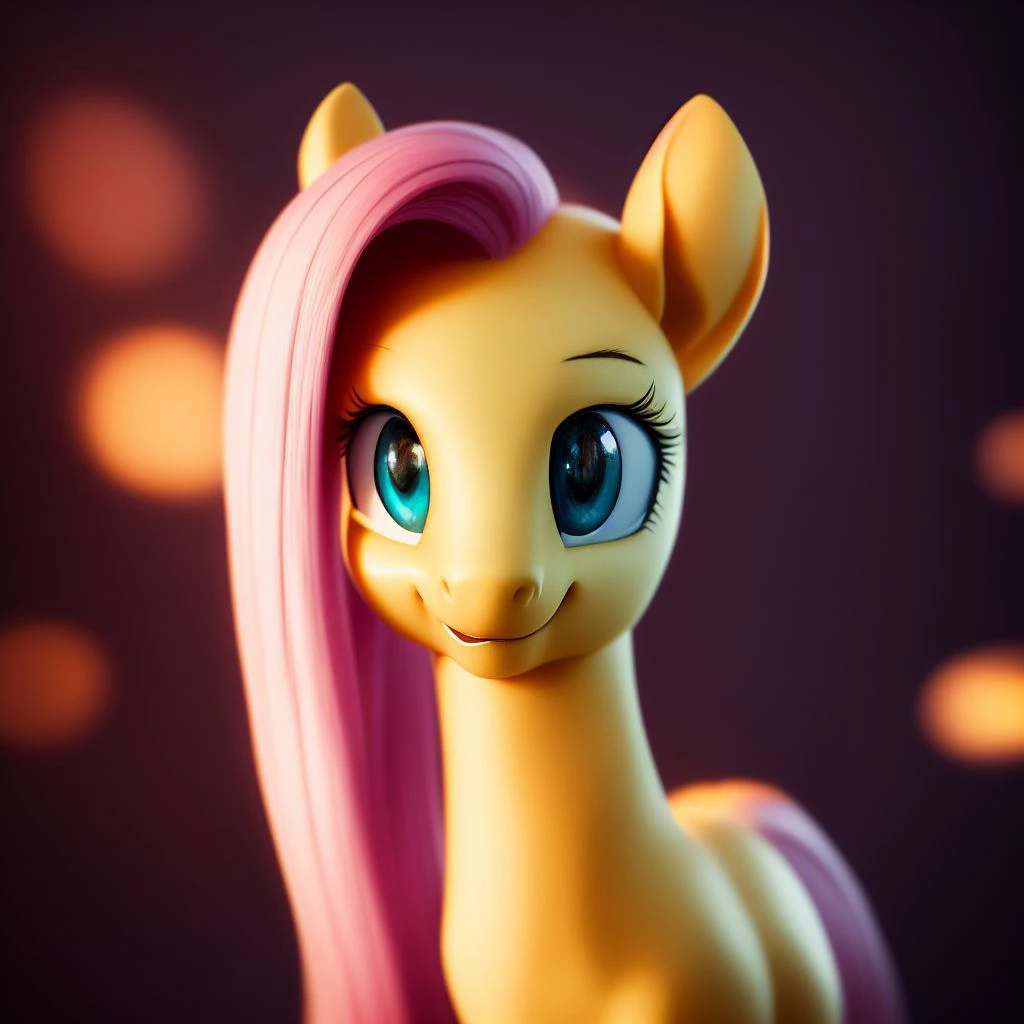 masterpiece, best quality, (pony), ((Fluttershy)),portrait,  looking at viewer, (masterpiece), wings,(8k), Smile, (raytracing), (best quality), (cinematic lighting), triadic lighting, (photo background), best quality, High Definition, light particles, highres, by wlop, artgerm, embellishments, safe