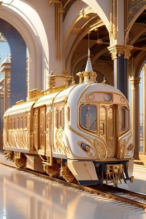 IvoryGoldAI, masterpiece, best quality, close-up view, intricate details, cyberpunk passenger train, sharp focus, passenger looks on beautiful scenery,