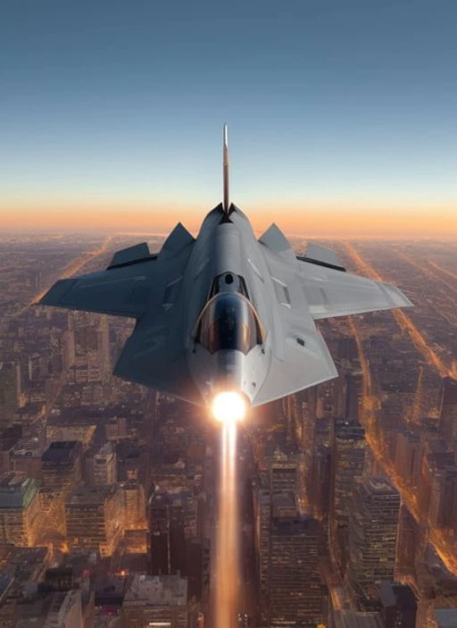 F22 Raptor, flying, fighting with Alien, hyper realistic, (on cityscape), night sky, police car arround