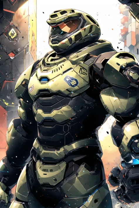 1boy,<lora:Better_Masked_Style-000008:0.7>,masked,muscular,strong rim light,moody lighting,armor,highres,rim light,by zoyu,by sedo,(doomguy,doom,doomslayer),