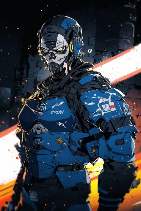 1boy,<lora:Better_Masked_Style-000008:0.7>,masked,muscular,strong rim light,moody lighting,armor,highres,rim light,by zoyu,by sedo,(ghost,simon_riley,call of duty),(nude,penis,cum),