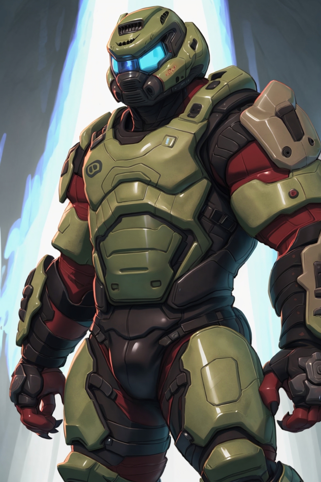 A close up of a person in a suit with a helmet and a gun - SeaArt AI